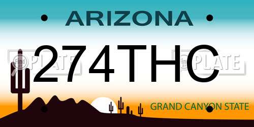 274THC Arizona License Plate