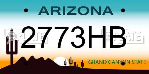 2773HB Arizona License Plate