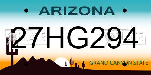 27HG294 Arizona License Plate