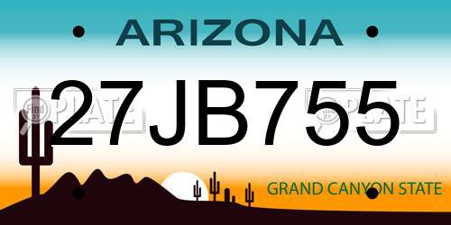 27JB755 Arizona License Plate