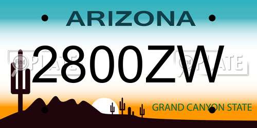 2800ZW Arizona License Plate
