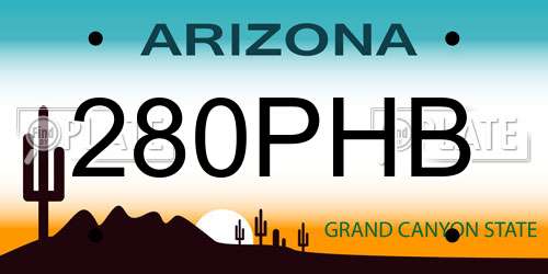 280PHB Arizona License Plate