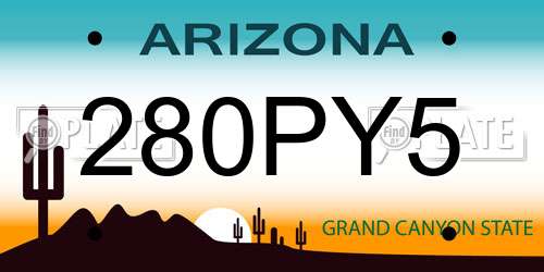 280PY5 Arizona License Plate