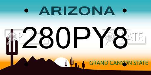 280PY8 Arizona License Plate