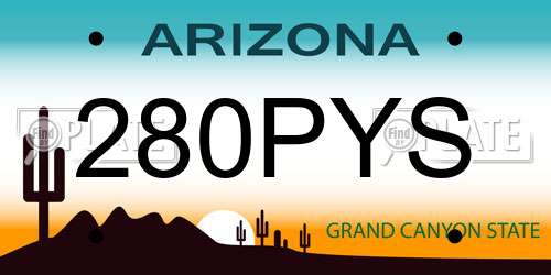 280PYS Arizona License Plate