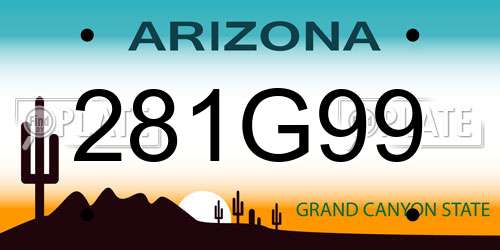 281G99 Arizona License Plate
