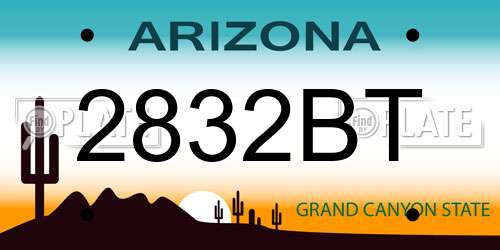 2832BT Arizona License Plate