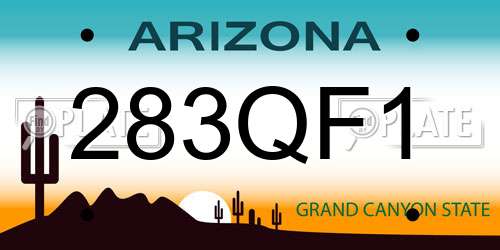 283QF1 Arizona License Plate