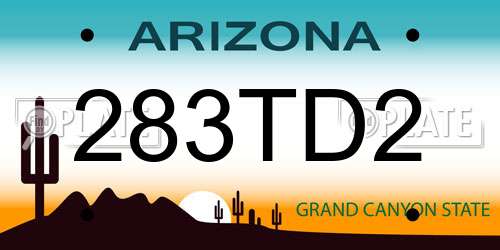 283TD2 Arizona License Plate