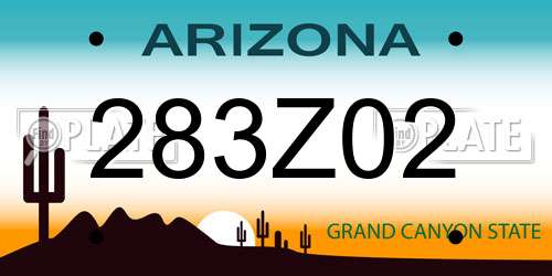 283Z02 Arizona License Plate