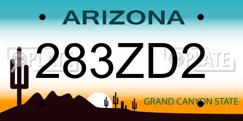 283ZD2 Arizona License Plate