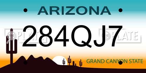 284QJ7 Arizona License Plate