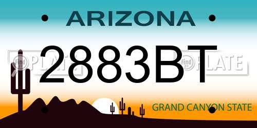 2883BT Arizona License Plate