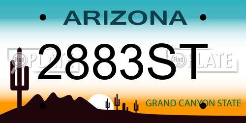 2883ST Arizona License Plate
