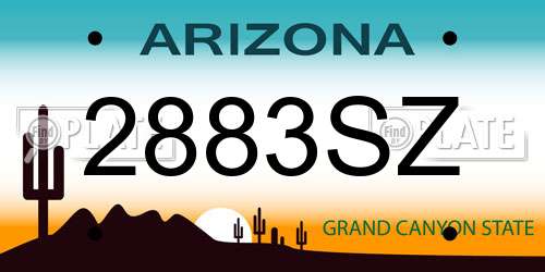 2883SZ Arizona License Plate