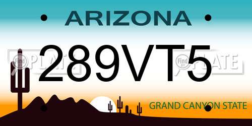 289VT5 Arizona License Plate