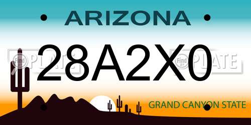28A2X0 Arizona License Plate