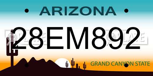 28EM892 Arizona License Plate