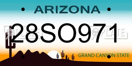 28SO971 Arizona License Plate