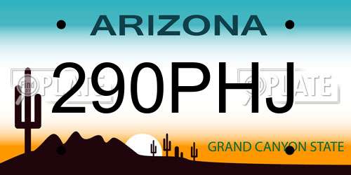 290PHJ Arizona License Plate