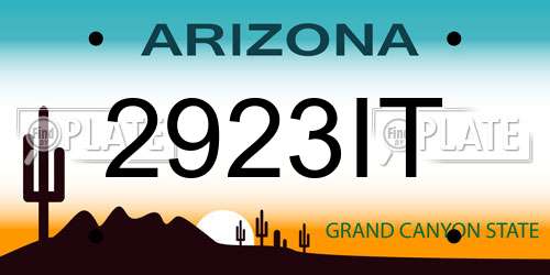 2923IT Arizona License Plate