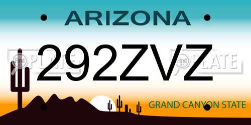 292ZVZ Arizona License Plate