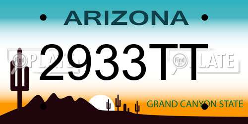 2933TT Arizona License Plate