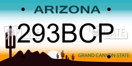 293BCP Arizona License Plate