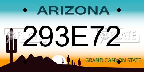 293E72 Arizona License Plate
