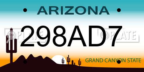 298AD7 Arizona License Plate