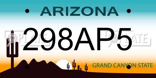 298AP5 Arizona License Plate