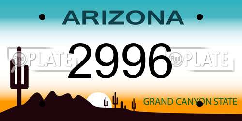 2996 Arizona License Plate