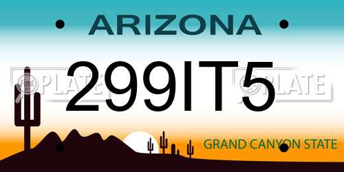 299IT5 Arizona License Plate