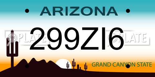 299ZI6 Arizona License Plate