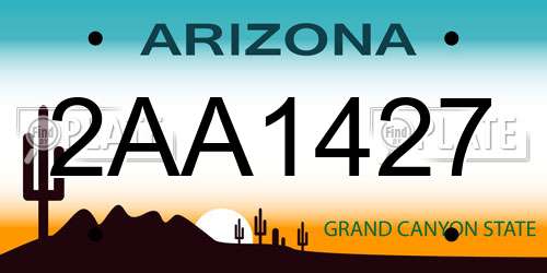 2AA1427 Arizona License Plate