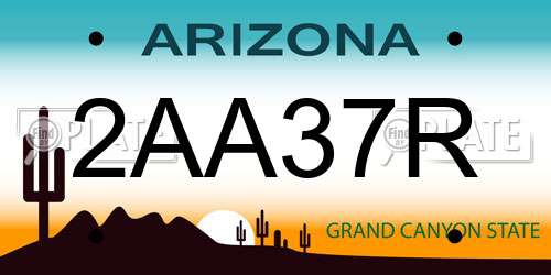 2AA37R Arizona License Plate
