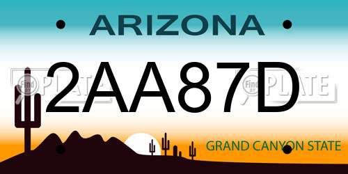 2AA87D Arizona License Plate
