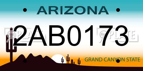 2AB0173 Arizona License Plate