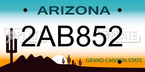 2AB852 Arizona License Plate
