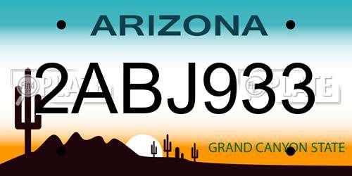 2ABJ933 Arizona License Plate