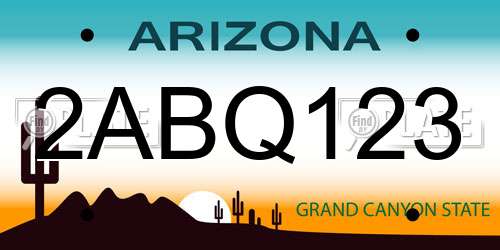 2ABQ123 Arizona License Plate
