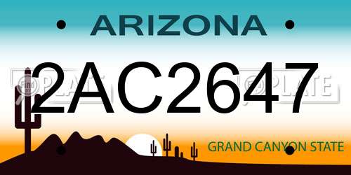 2AC2647 Arizona License Plate