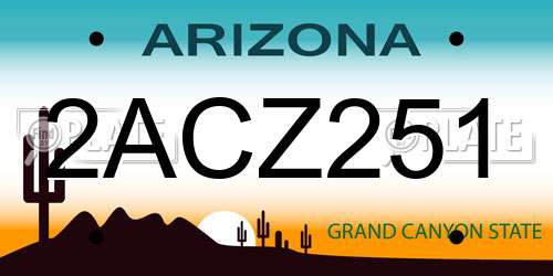2ACZ251 Arizona License Plate