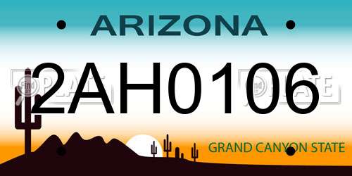 2AH0106 Arizona License Plate
