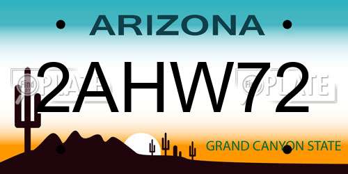 2AHW72 Arizona License Plate