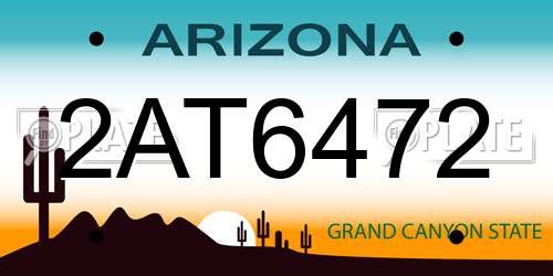 2AT6472 Arizona License Plate