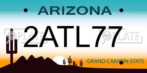2ATL77 Arizona License Plate