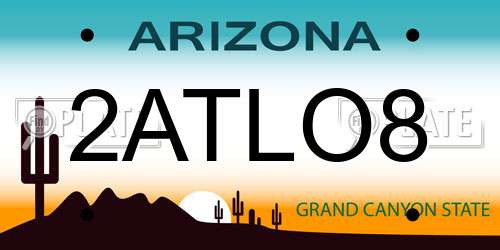 2ATLO8 Arizona License Plate