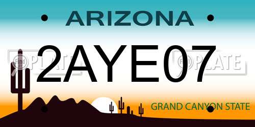 2AYE07 Arizona License Plate