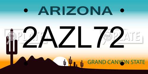 2AZL72 Arizona License Plate